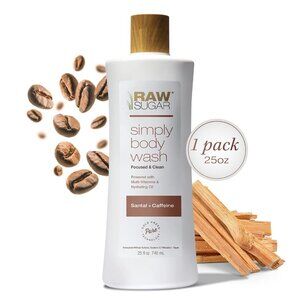 RAW SUGAR Simply Body Wash - Santal + Caffeine, Moisturizing & Soothing  25 Oz